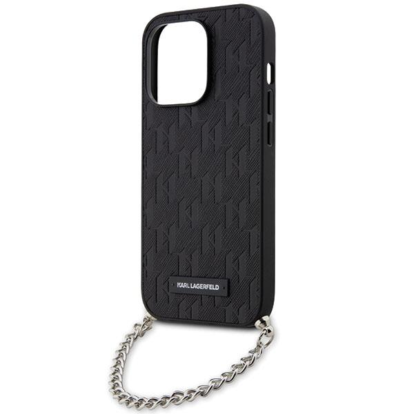 Karl Lagerfeld KLHCP14LSACKLHPK iPhone 14 Pro 6.1" Black Hardcase Saffiano Monogram Chain