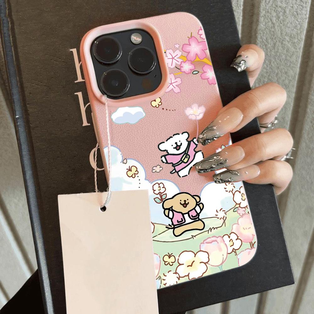 HOT Ins Korean Puppy Cool Lichee Leather Pattern Phone Case For Samsung S26 S25 S24 S23 S22 S21 S20 S10 Plus FE Ultra 4G 5G