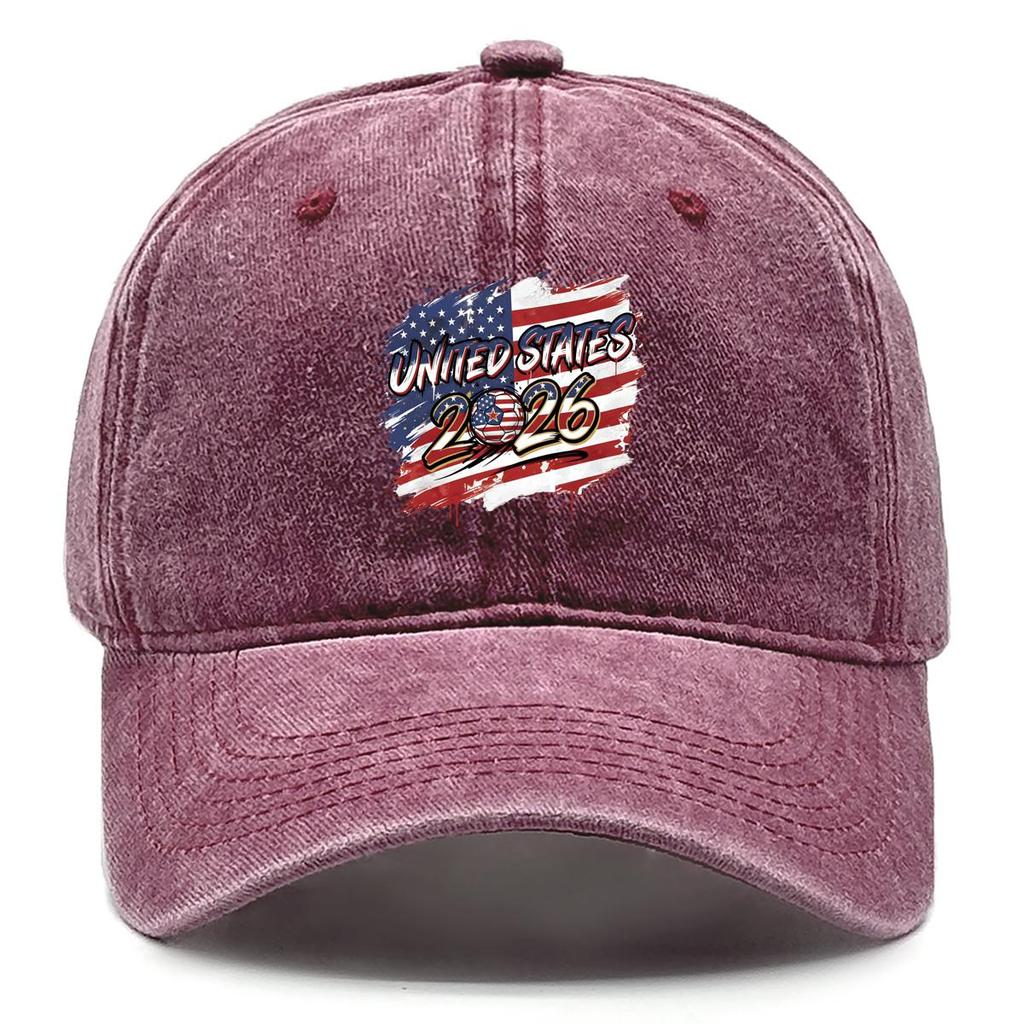 Sun Hat With 2026 Football Soccer "UNITED STATES" Flag Printed , Adjustable Sun Hat Raw Brim Slouchy Lightweight Vintage Sun Hat