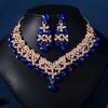 Elegant Bridal Jewelry Set Crown Necklace Earrings Hairpiece Alloy Rhinestone Wedding Party Accessories Women