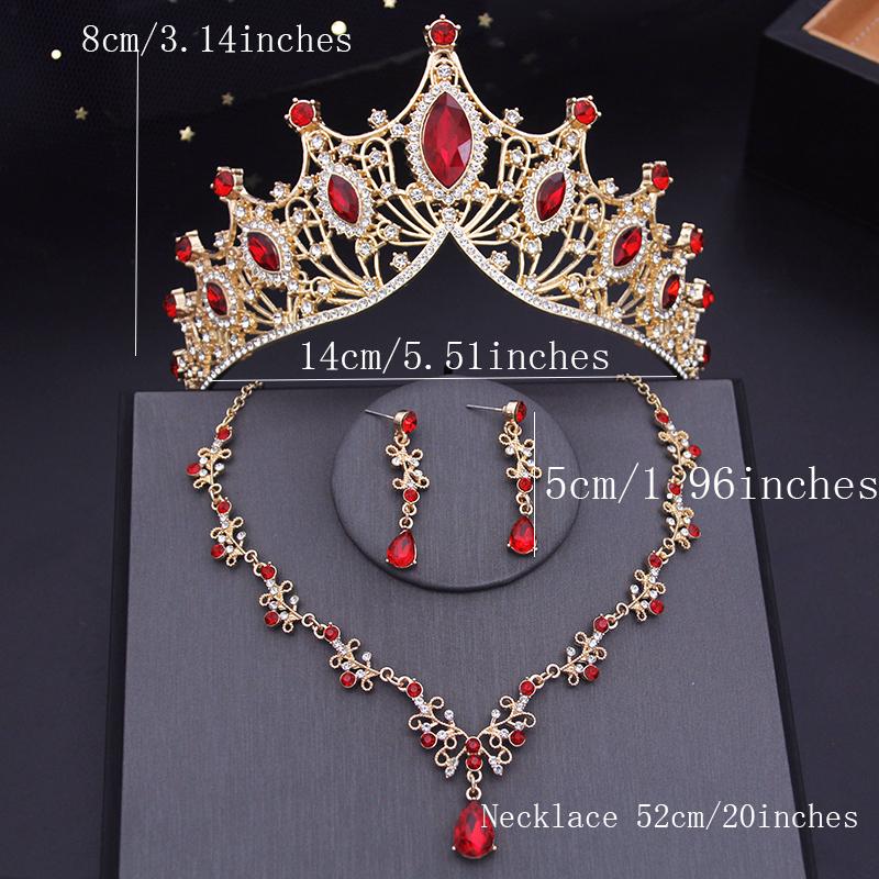 Luxury Diadem Wedding Crown Sets Rhinestone Crystal Tiaras Bride Headwear Crown Necklace Bridal Jewelry Sets Accessory