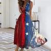 Women's Sleeveless V Neck Waist Tie Casual Maxi Dress with Printed Pattern for Summer Holiday Party Beach Outings