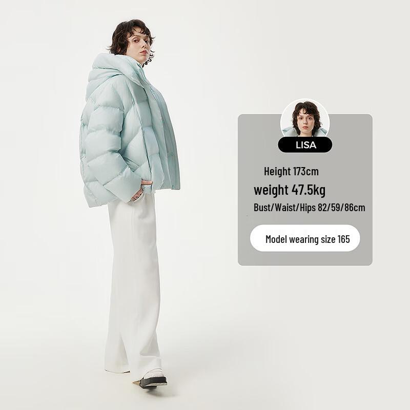 Tanboer Women's Short Detachable Hood Thick Oversized Down Jacket 530368D