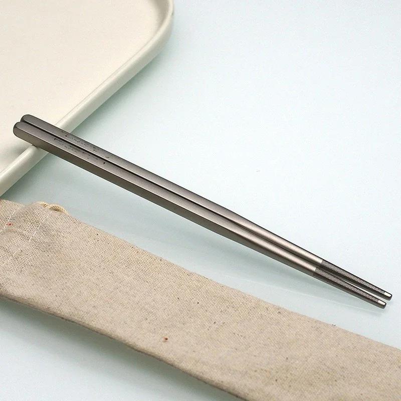Portable Pure Titanium Tableware Set Outdoor Travel Camping Knife Fork Spoon Chopsticks Set Easy To Clean Field Tableware