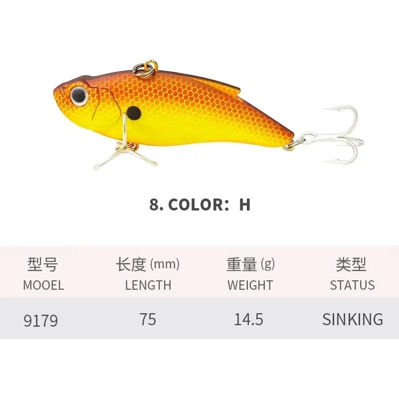 1pc Vibration Lipless Crankbaits Fishing Tide Saltwater Trolling Artificial Hard Bait 75mm 14.5g Sinking Fishing Lures VIB Lure