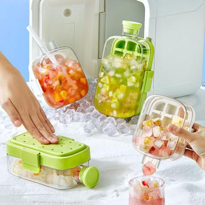 Ice Cube Mold 2-in-1 Ice Tray And Storage Cup Leakproof Seal Push-Type Ice Removal Food-Grade Ice Kettle Portable Ice Maker for Drinks