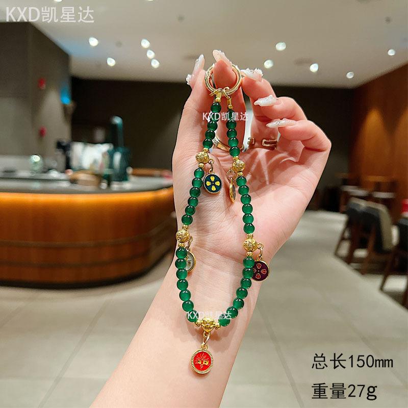 Chinesischer Stil Handgemachte Perlen-Handy-Kette Neues Jahr Handy-Lanyard Handgelenk-Hänger Auto-Schlüsselanhänger Kette für Frauen