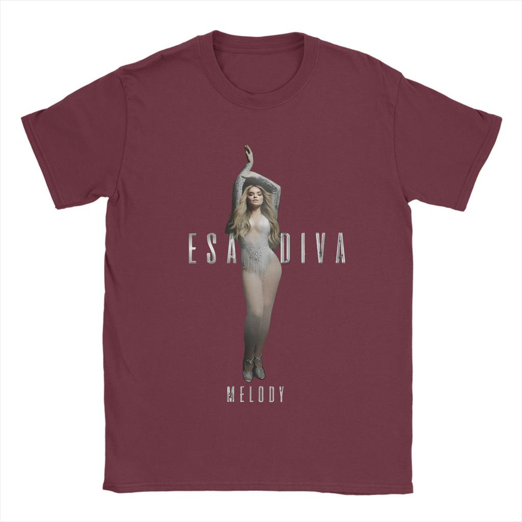 Vintage Melody Esa Diva   T-Shirt Men O Neck 100% Cotton T Shirt  Eurovision 2025 Short Sleeve Tee Shirt Graphic Printed Clothes