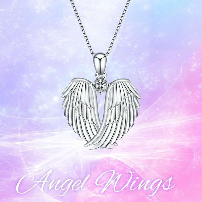 Wish Cross-Border Hot Selling Angel Wings Diamond Necklace - European & American Fashion Popular Women's Pendant.