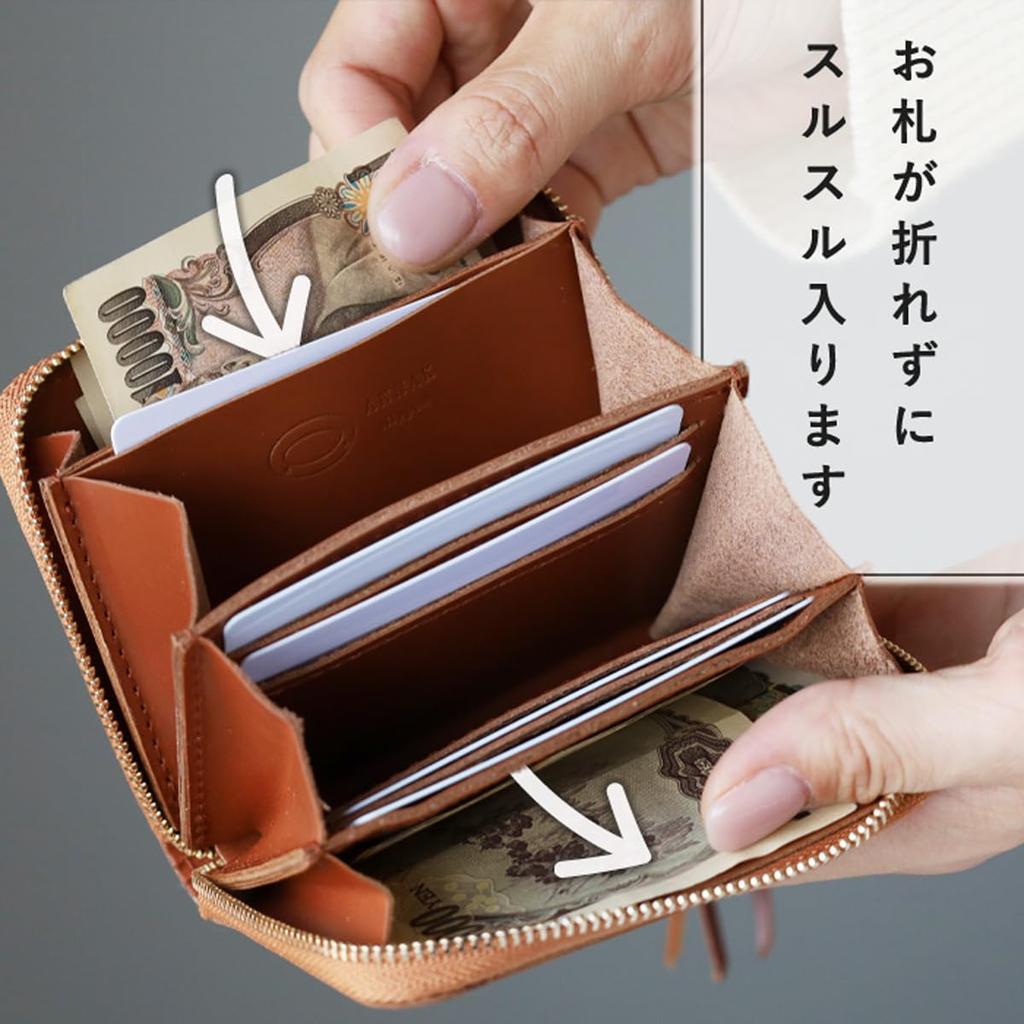 Compact Round Zip Wallet Himeji Leather Gold Small Wallet Mini Wallet Mini Does Not Fold Bills Round Compact [Anac] AK22TA-B0005-GLD