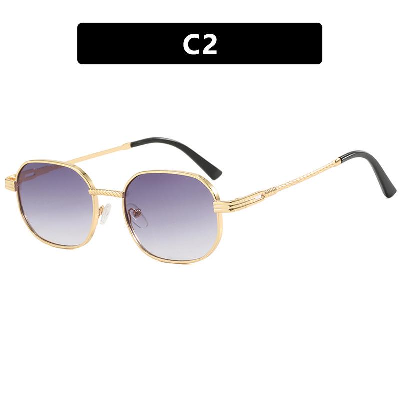 New Sunglasses Women Metal Small Frame Personalized Sun Glasses Elliptical Fashion Trend Design Sunshade Eyeglasses Men Uv400