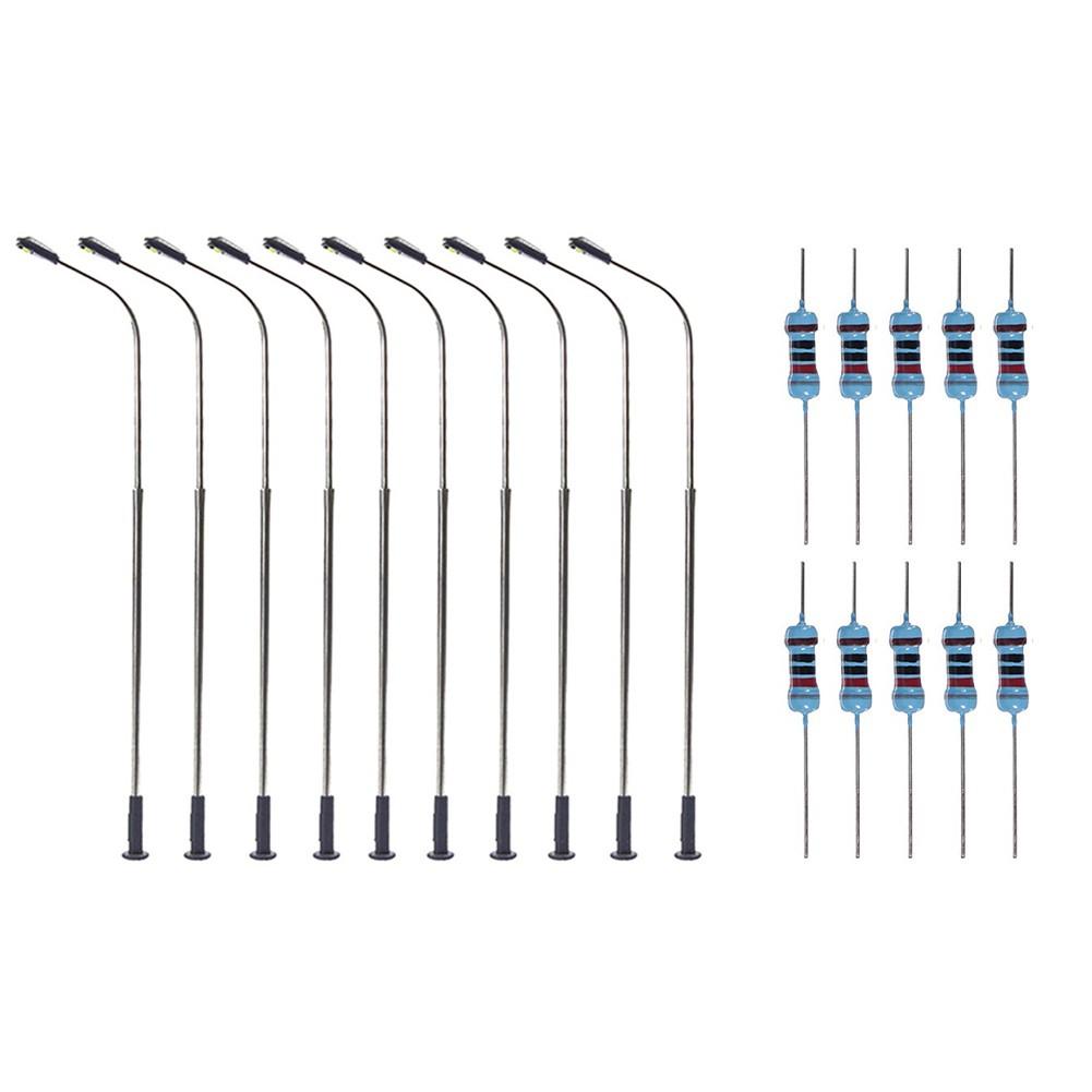 

10X O Scale Model Trains Metal Light Poles Проводные светодиодные уличные фонари