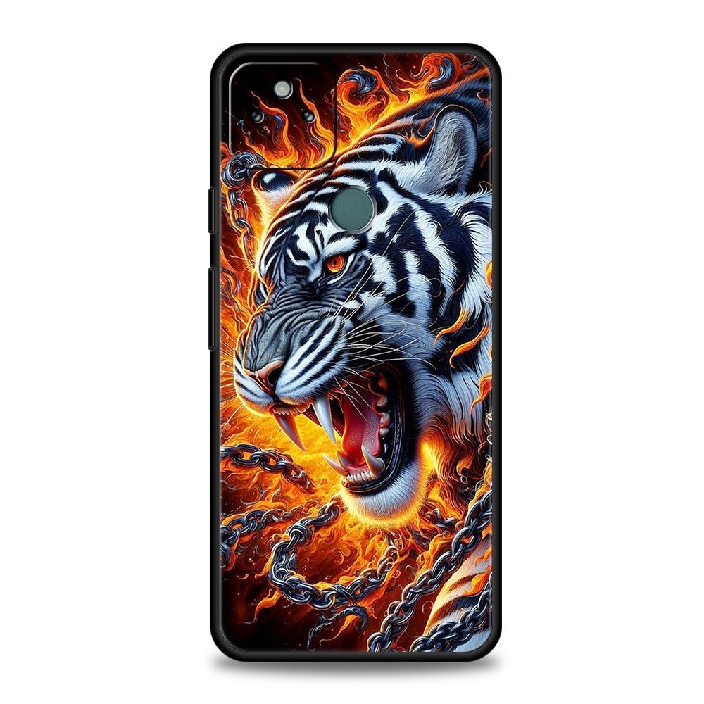 Phone Case Cover for Google Pixel 10 9 8 7 6 7A 6A Pro Shockproof Soft TPU 10 9 Pro XL Shell Capas Fundas Cartoon Tiger Pattern