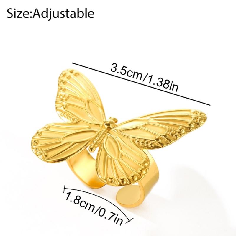 Elegant Finger Rings Butterfly Rings Party Accessories Butterfly Weddings Rings Stainless Steel Texture for Casual Look
