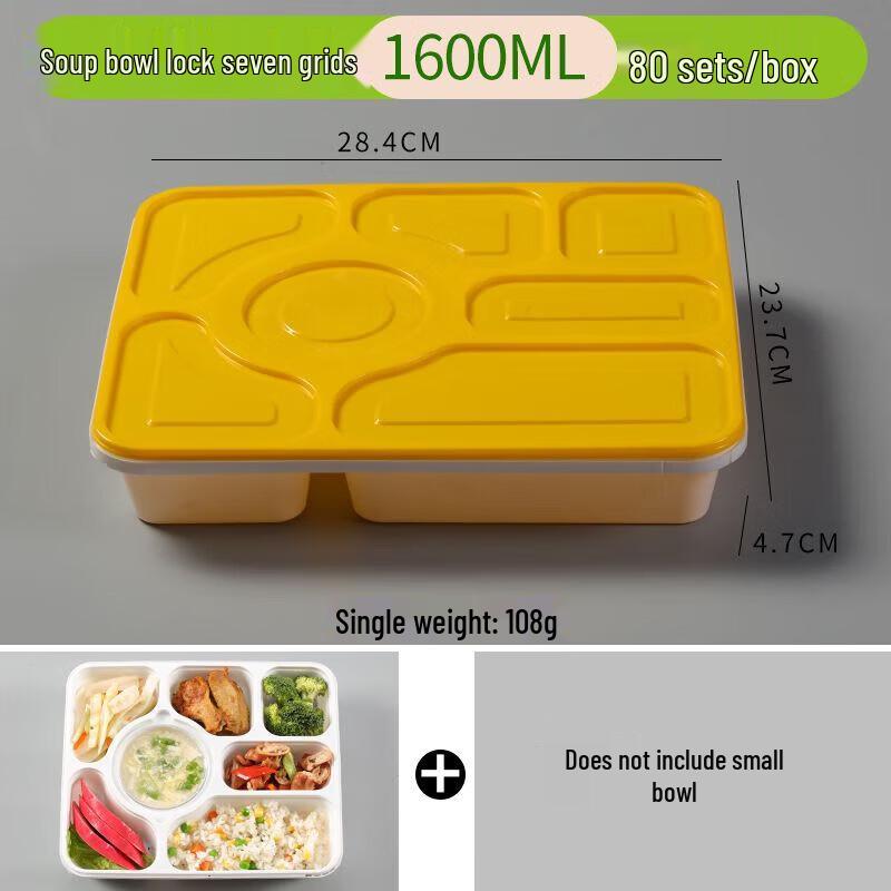 Kangjiejiaxin Disposable 7-Compartment Takeaway Meal Boxes with Soup Bowls