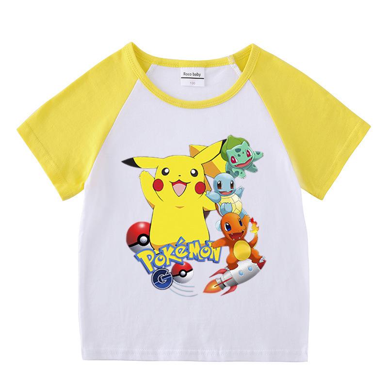 Pikachu Kids' Summer 2023 Short Sleeve T-shirt & Shorts Two-Piece Set