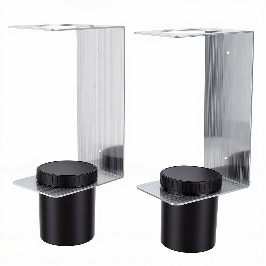 2 Sets Aluminum Alloy Oil Funnel Holder Storage Rack Include 2 Mounting Bracket 4 Screws 2 Plastic Removable Cups for