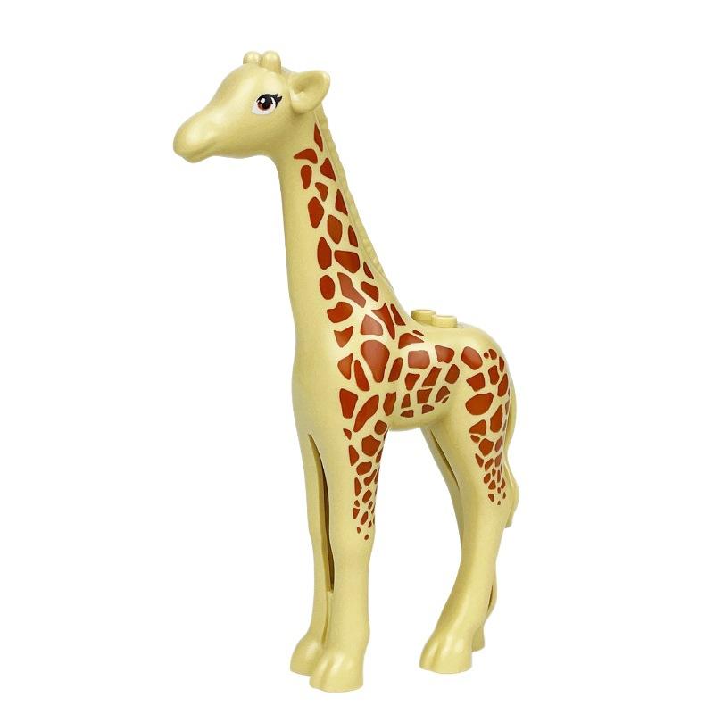 Kinder Zusammengebaut Giraffe Baustein Kleine Partikel Zubehör Modell Spielzeug Wildtiere Überqueren Pflanzen