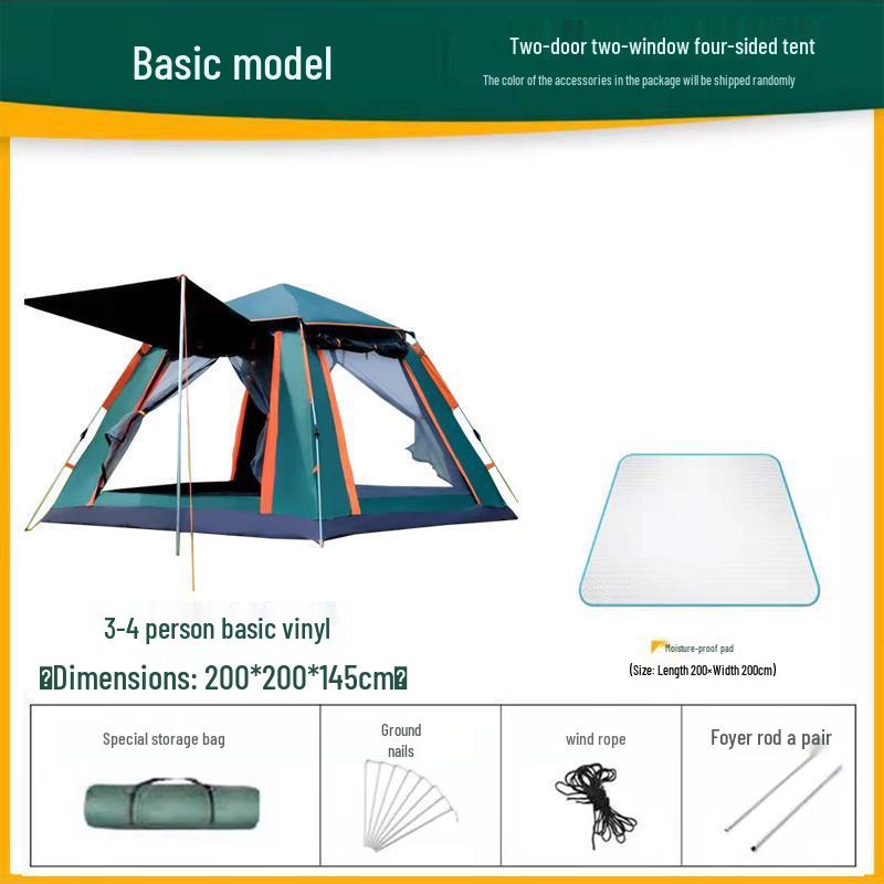 Thickened Automatic Folding Tent: Portable, Quick-Open, Rain & UV Protection for Camping & Beach.