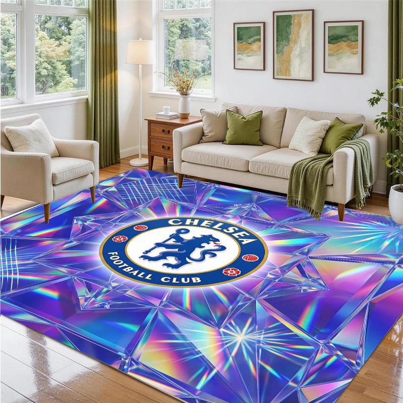 Chelsea FC Design Crystal Velvet Rug Soft Decorative Mat for Bedroom Entrance