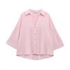 European & American 2025 Women's Street Fashion Linen Blend Solid Color Long Sleeve Cardigan Shirt