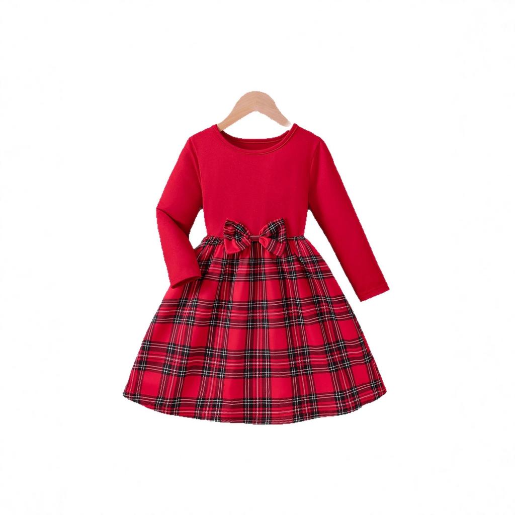 Girls' Red  Dress Spring/Fall Children's Fashion Long-Sleeve Princess Dress
