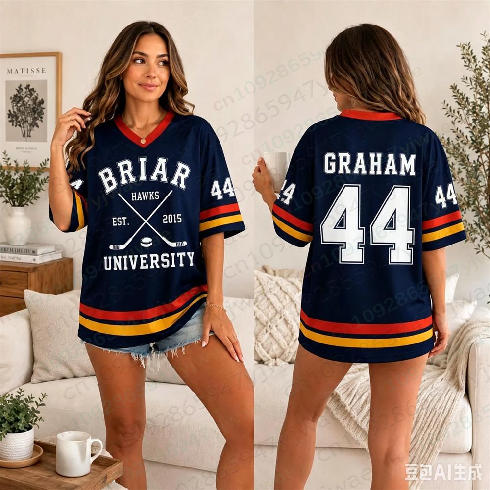 Off Campus Hockey Football Jersey Sports Romance V-Neck Shirt Graham Logan Di Laurentis Fan Jersey Summer Men Women T-Shirts