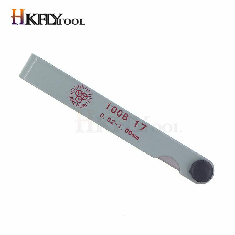 100mm Length Metric Feeler Gauge 17 Blade Gap Filler 0.02-1.00mm Thickness Measurement Layout Tool
