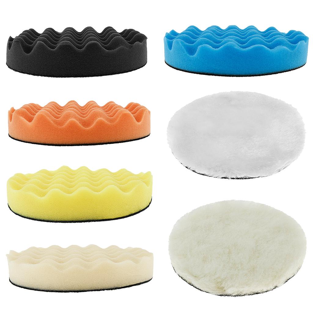 5/7 Pcs Car Polishing Sponge Pads Reusable Sponge and Woolen Polishing Pad Foam Pads Car Polishing Kit for Car Removes Scratches