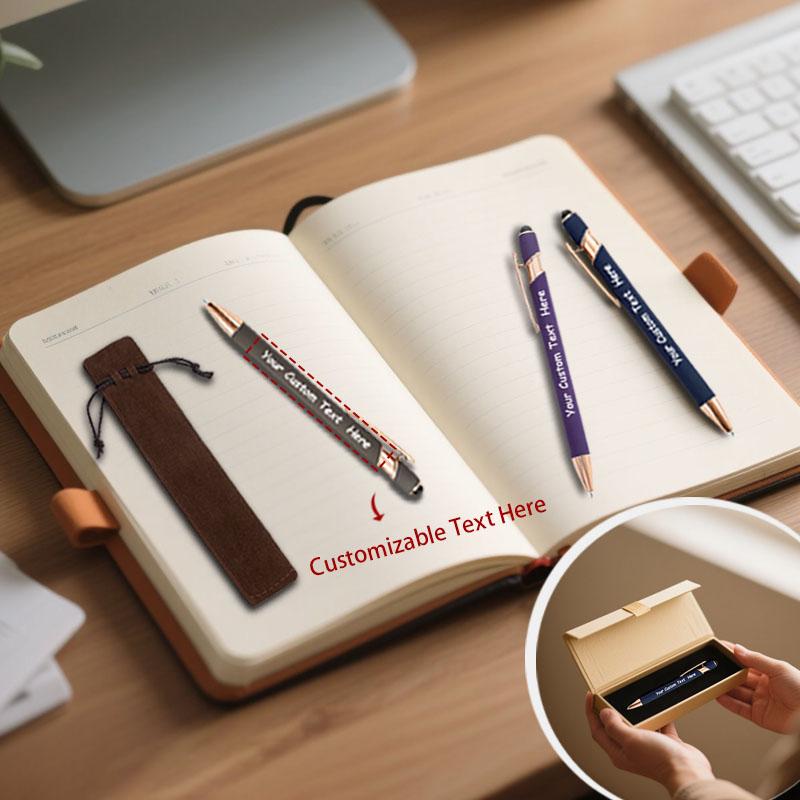25Sets Customizable Ballpoint Pens Luxury Soft Touch round Writing Tools with Brown Cases - Includes 25 Pens And 25 Brown Bags