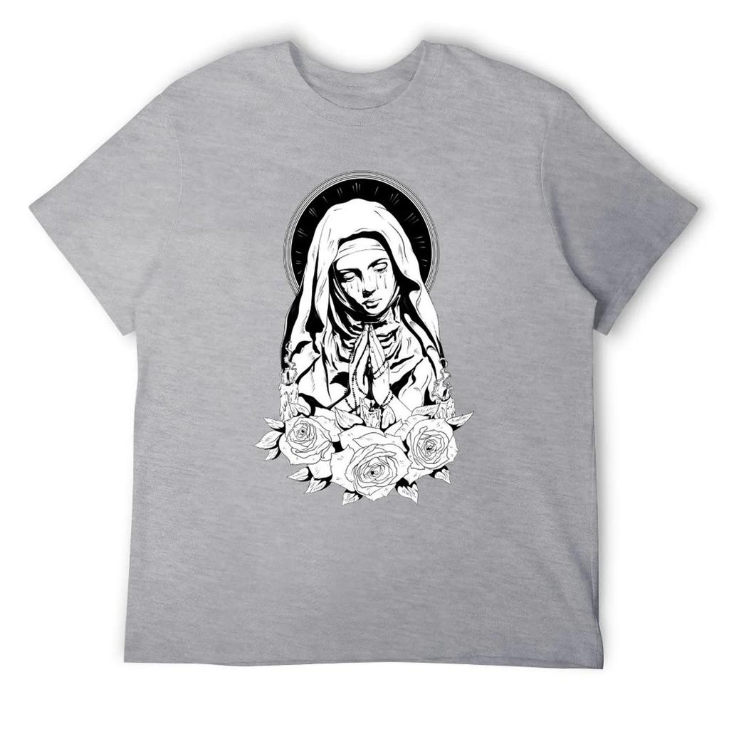 Mother's Day Mary of Jesus Men's T-shirt Round Neck Movement T-shirts Cute Aactivity Competition Casual Eur Size