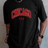 Unisexs Summer 100 Cotton Fashionable Casual Loose Plus Size Chicago USA Printed Sports Round Neck Short Sleeved Tshirt Top