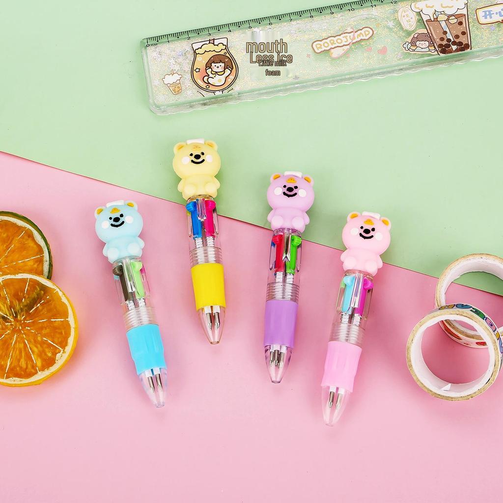 Korean Cute Animal Head 4-Color Click Ballpoint Pen