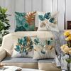 Tropical Plant Leaf Throw Pillow Covers, Monstera Areca Palm Print, Soft Polyester Zipper Pillow Cases, Machine Washable for Sofa Balcony