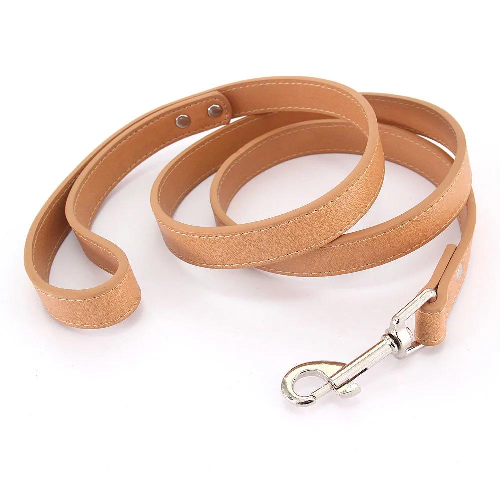 16 Colors Dog Leash Soild Color Leather Pet Walking Training Leads For Small Medium Large Dogs Cat In Collar And Harness 120cm