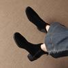 Krazing Pot Cow Suede Nubuck Winter Round Toe Modern Boots Med Heels Zipper Patch Work Women Ankle Boots