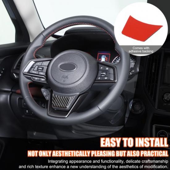 Soft Carbon Fiber Steering Wheel Trim Sticker + For Subaru Forester SK -2024