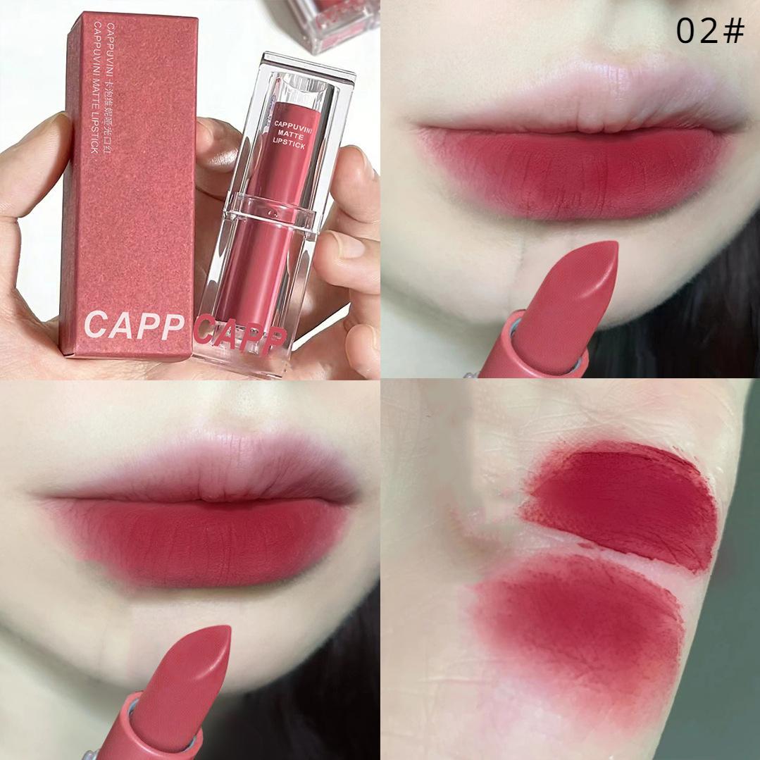 

6 цветов, матовая помада, водостойкая бархатная помада, сексуальный красный, коричневый, телесный пигмент, стойкий блеск для губ, макияж для губ 02