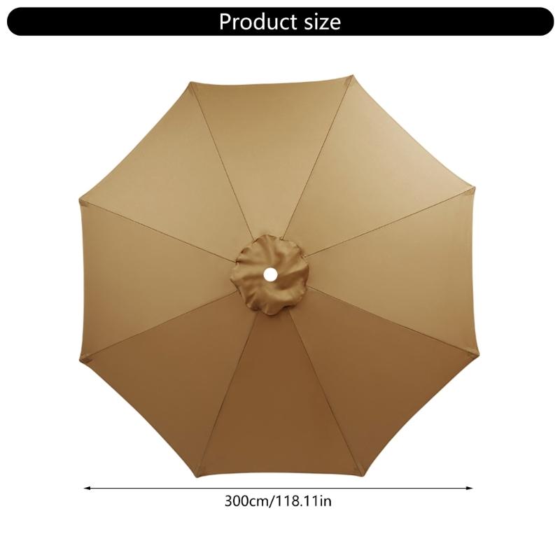 Ersatzbespannung für Marktschirme für den Außenbereich, 300 cm Durchmesser, 8 Rippen, Sonnenschutz, Wasserdichtes Polyestergewebe