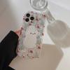 Cute Rabbit Grip Holder Phone Case For iPhone 16 15 14 13 12 11 Pro Max XR X XS 7 8 Plus Stand Floral Clear Soft Silicone Cover
