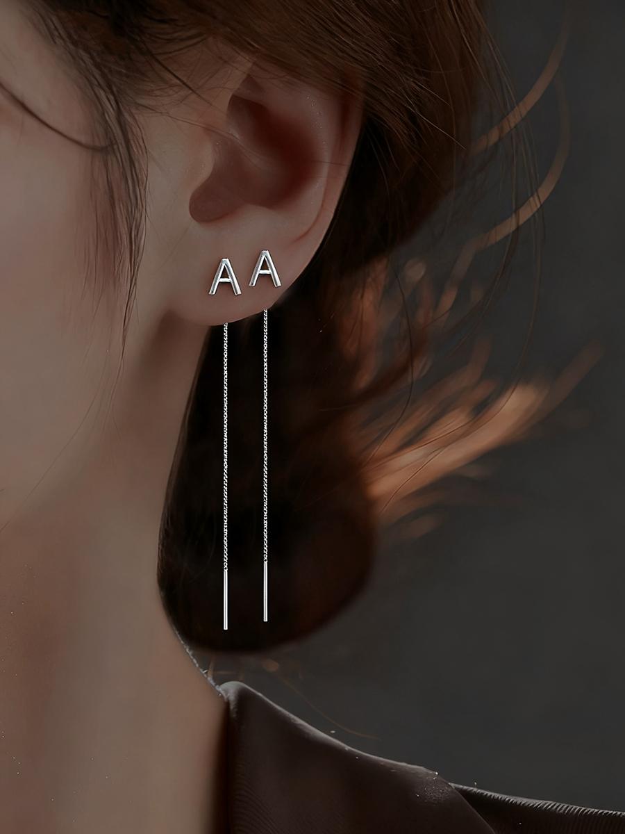 

2Pcs DIY Letters A-Z Earrings Line For Women Temperament Light Luxury Tassel Drop Earrings Letters Simple Jewelry Gifts