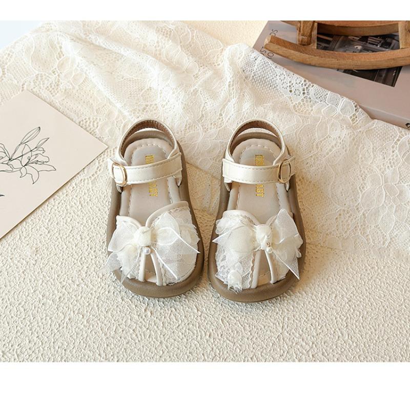 Summer Girls Bow Hollow Out Closed Toe Sandals Soft Sole Toddler Walking Shoes