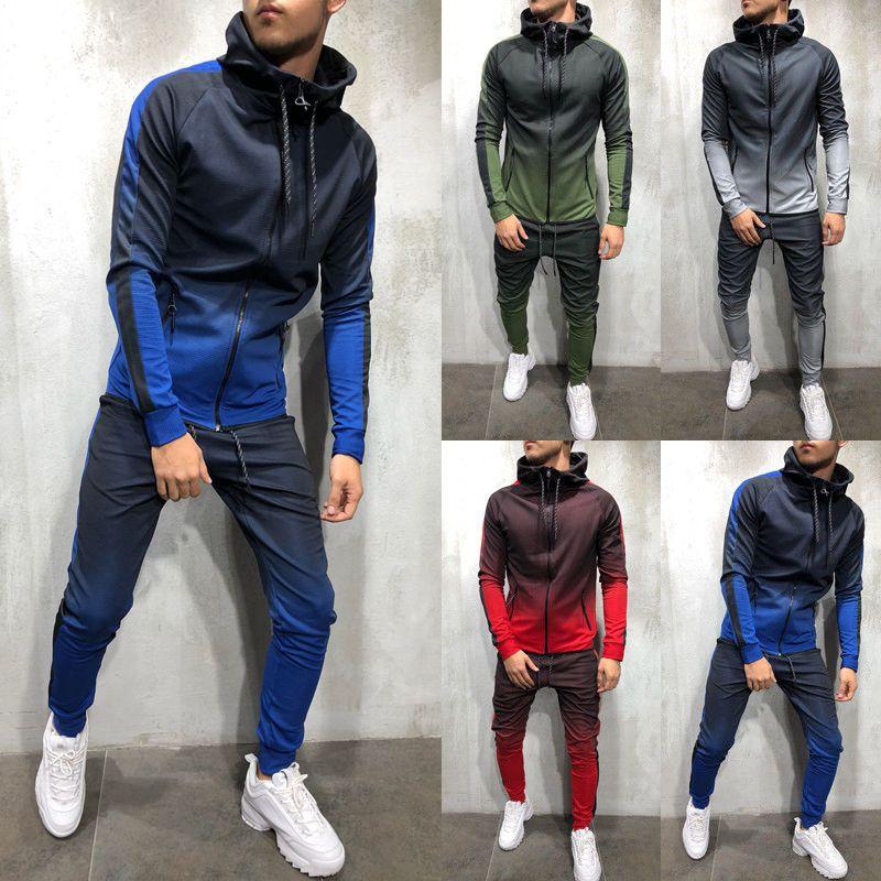 Premium Mens 2pc Tracksuit Set Hoodie And Joggers With Slim Fit And Zip Pockets
