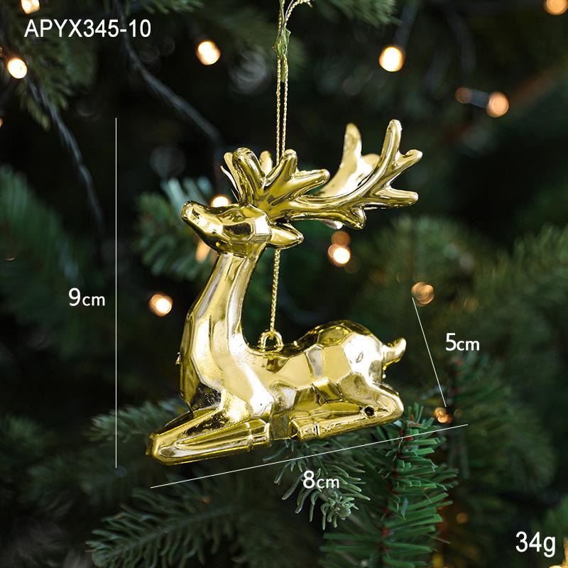 Christmas Golden Pendants Creative Exquisite Decorative Snowflake Butterfly Elk Hanging Ornaments