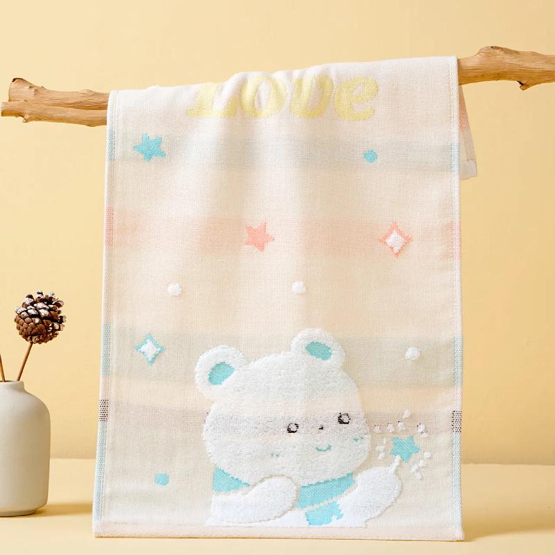 Soft Absorbent Cotton Cartoon Towel for Kids – Skin-Friendly Face Wash Towel, Perfect for Kindergarten and Babies