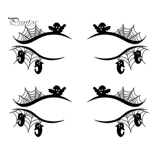 Cosmetic Transfers for Adults 2 Pairs Halloween Eye Tattoo Stickers, Waterproof Temporary Face Decals with Ghostly Decorations Pumpkin Bat Spider Web,