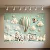 Cartoon Hot Air Balloon Teddy Bear Photography Backdrop Kids Birthday Party Decor Baby Shower Supplies Newborn Photo Shoot Prop