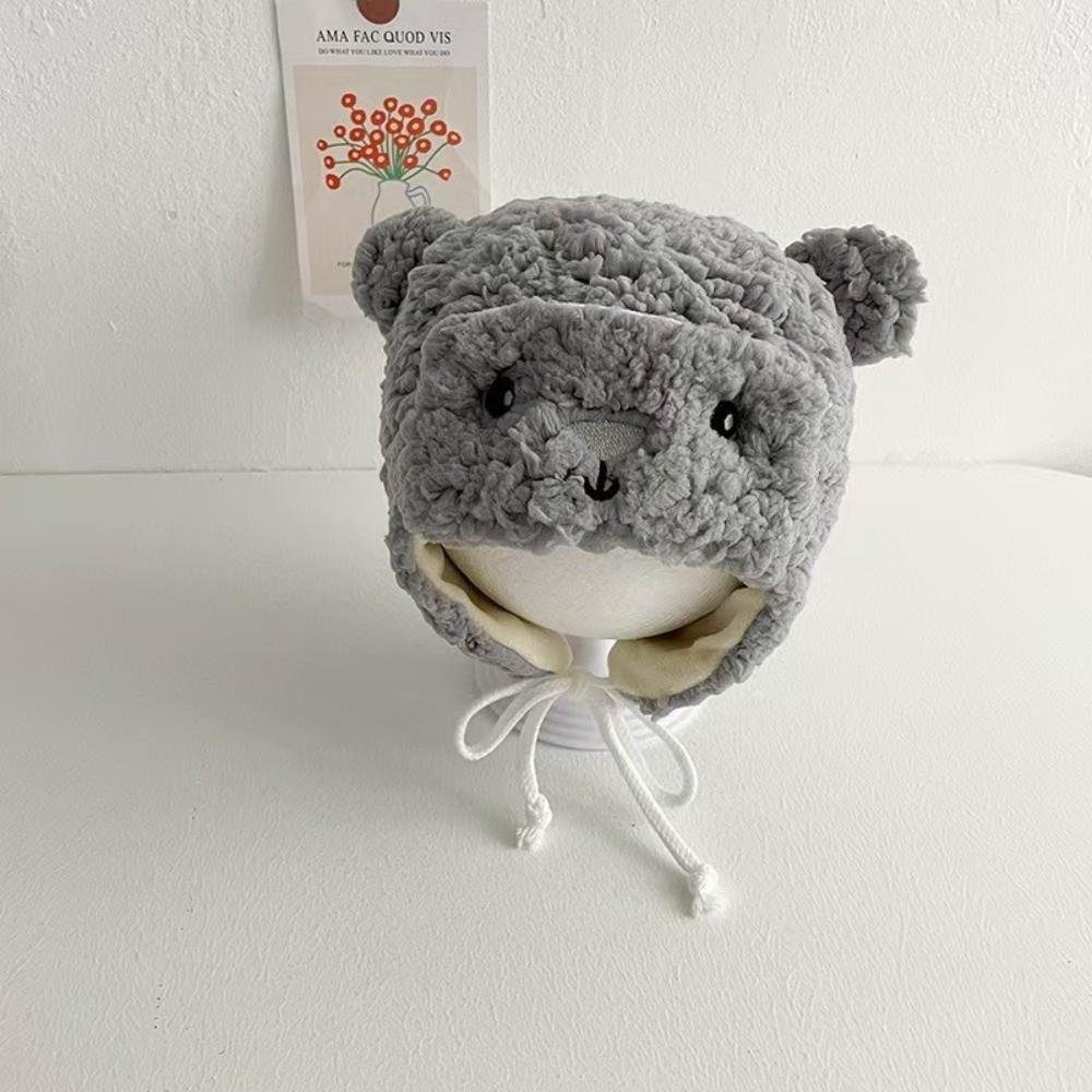 Lamb Fleece Kids Earmuffs Cap Plush Lined Bear Beanie Cap New Baby Cap