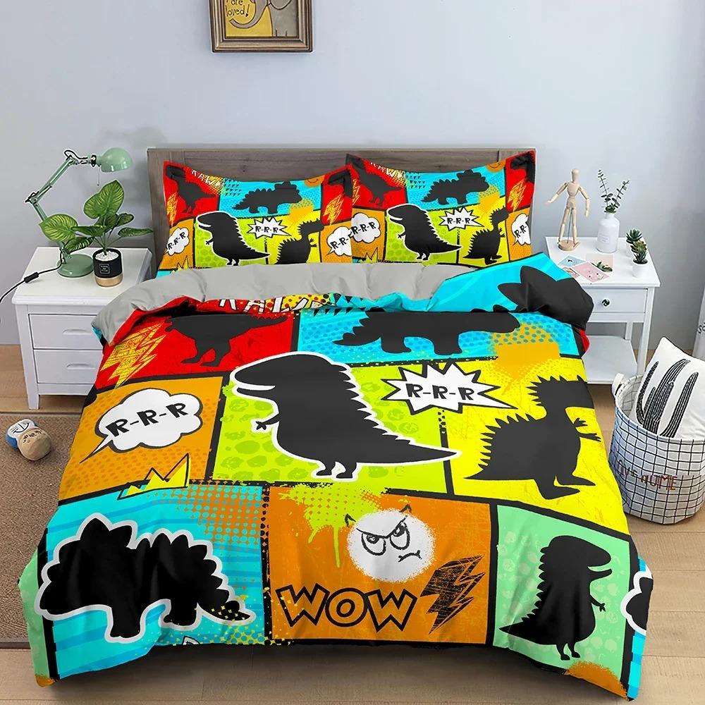 Color Comic Pattern Duvet Cover Queen King Cartoon Bedding Set for Kids Boys Girls Hippie Hip Hop Rock Style Comforter Cover
