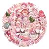 50pcs PET Pink Christmas Stickers Ins Style High Beauty Santa Claus Festival Personalized Decoration DIY Bookkeeping Stickers
